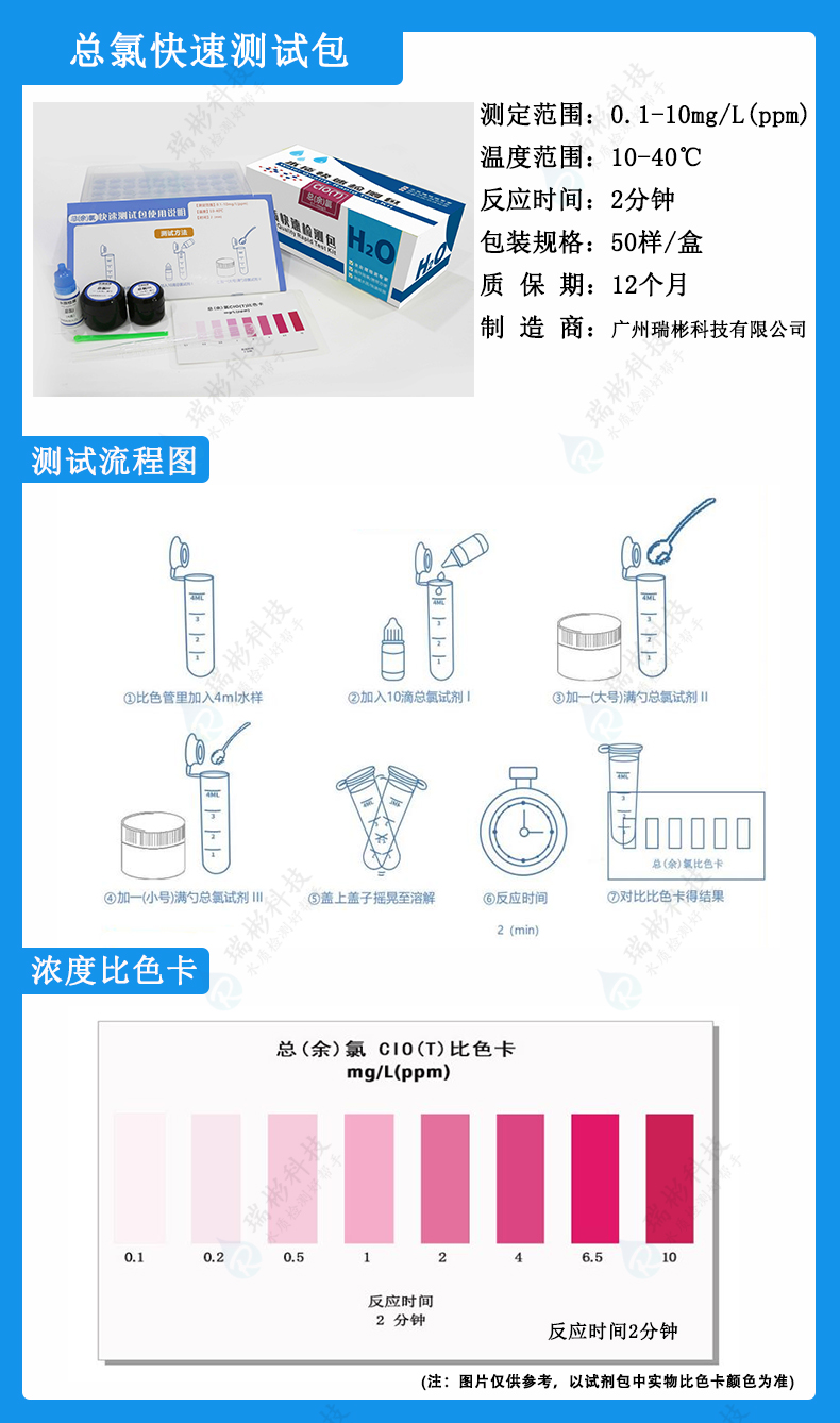 总氯快速测试包|总余氯检测试剂盒