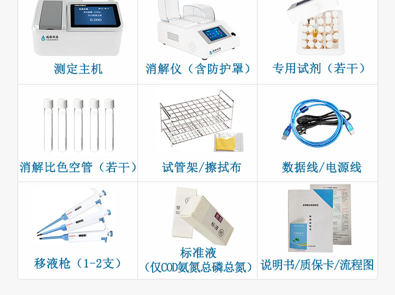 RB-760S型COD氨氮总磷总氮浊度悬浮物分析仪多参数水质快速测定仪配件清单